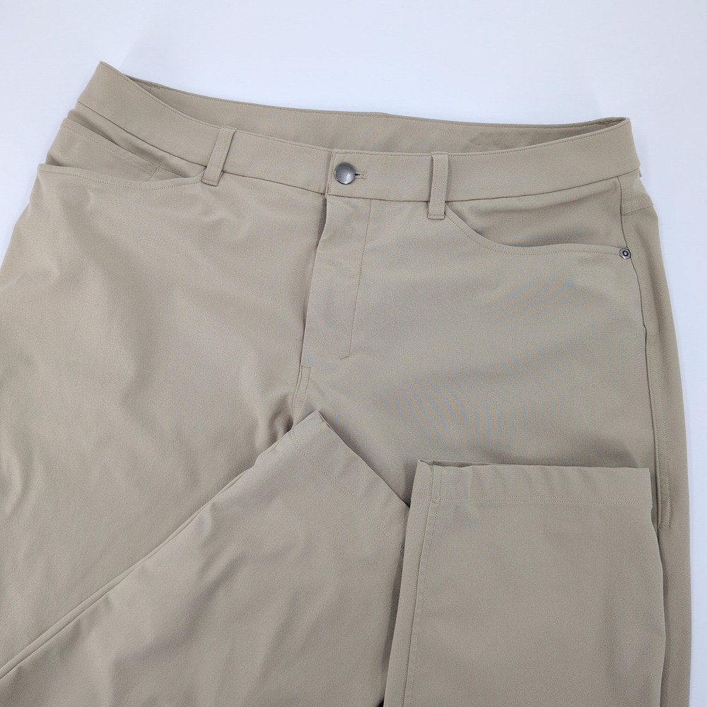 Lululemon ABC Pant Mens 36 Tan Beige Stretch Flat Front Chinos 30 Inseam